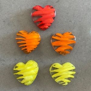 Hearts - Venetian glass colored hearts (5)
